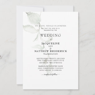 Modern Foliage Bride Parents Wedding Invitation