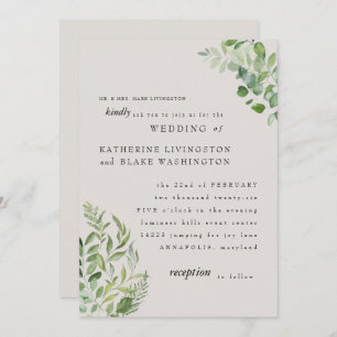 Modern Foliage Cream Bride Parents Wedding Invitation