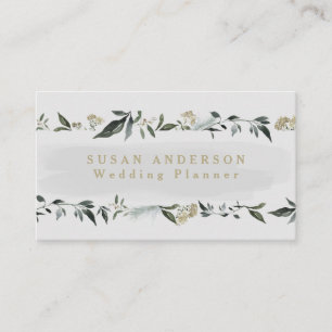 Modern foliage eucalyptus grey green elegant business card