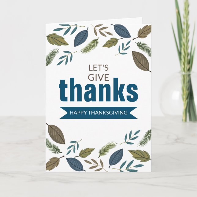 Modern Foliage, Let's Give Thanks, Thanksgiving Card (Front)