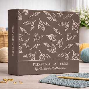 Modern Foliage Monogram Pattern Keeper 3 Ring Binder