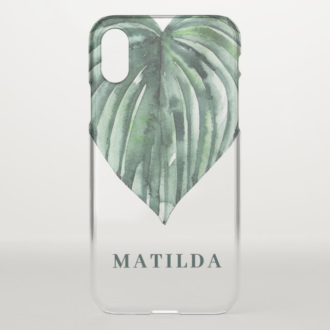 modern foliage palm leaf personalized uncommon iPhone case (Back)