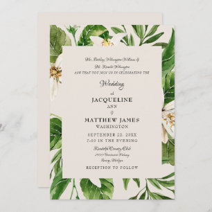 Modern Foliage Parents Cream Wedding Matte Invitation