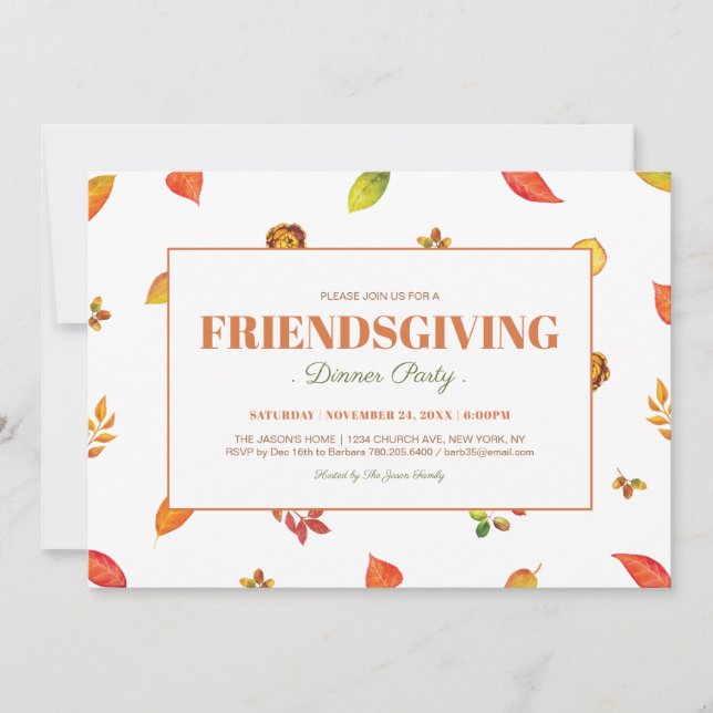 Modern Foliage Thanksgiving, Friendsgiving Party Invitation (Front)