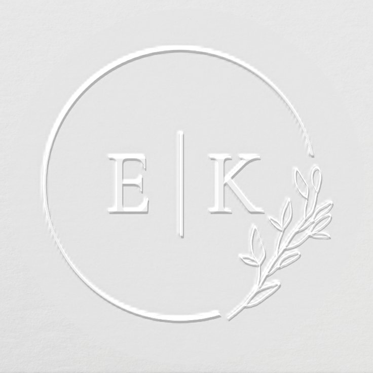 Modern Foliage Wedding Monogram Embosser Zazzle