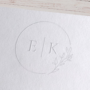 Modern Foliage Wedding Monogram Embosser