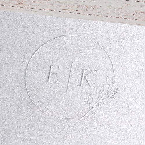 Modern Foliage Wedding Monogram Embosser