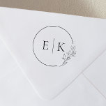 Modern Foliage Wedding Monogram Self-inking Stamp<br><div class="desc">Custom-designed wedding monogram stamp featuring modern line drawing style circle and foliage design.</div>