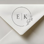 Modern Foliage Wedding Monogram Self-inking Stamp<br><div class="desc">Custom-designed wedding monogram stamp featuring modern line drawing style circle and foliage design.</div>