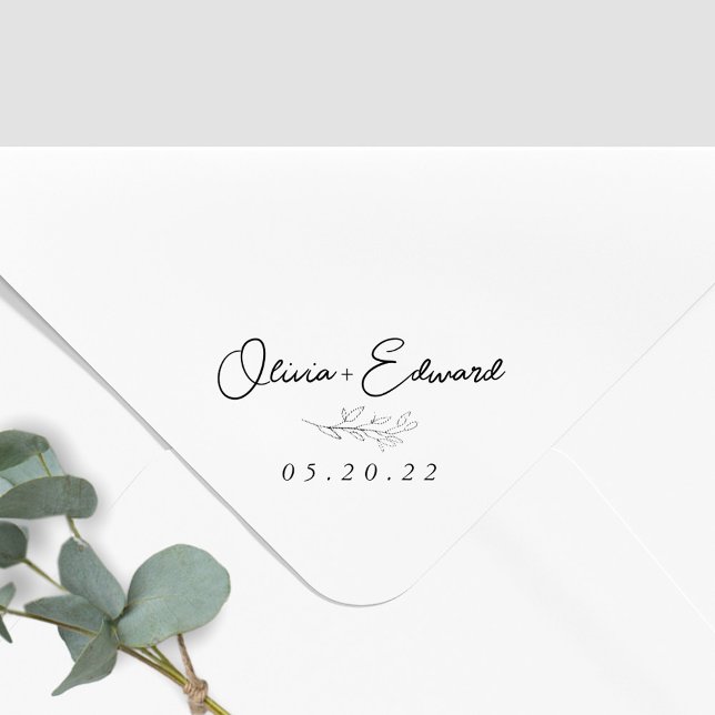 Modern Foliage Wedding Name Self-inking Stamp (Creator Uploaded)