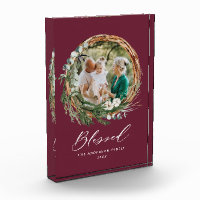 Modern foliage wreath stylish blessed script