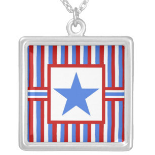 Modern Folk Art American Patriotic Necklace