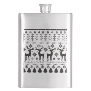Modern Folk Art Christmas Reindeer Flask