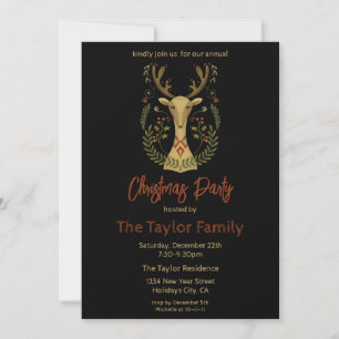 Modern Folk Art Christmas Reindeer Invitation