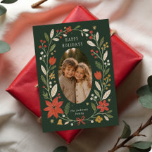 Modern Folk Art Oval Photo Christmas