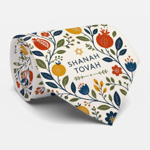 Modern Folk Art Shana Tovah Botanical  Neck Tie