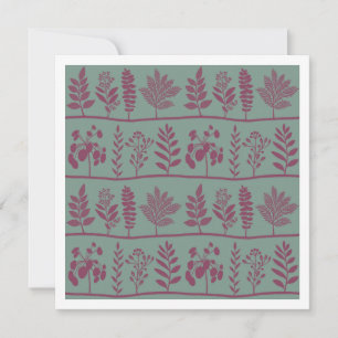 Modern Folk Botanical Sage and Berry Mini Art Note Card