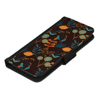 Modern Folk Botanical w/ Dark Chocolate Background iPhone 8/7 Wallet Case