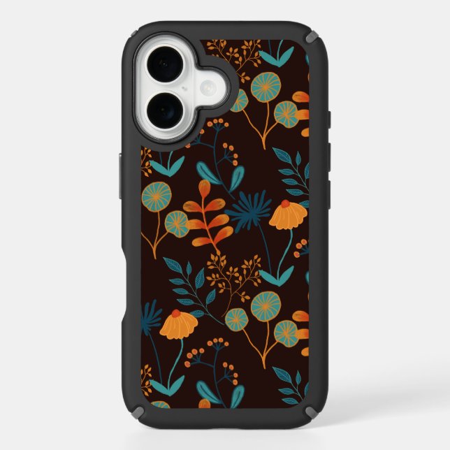 Modern Folk Botanical w/ Dark Chocolate Background Speck iPhone Case (Front)
