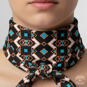 Modern Folk Ethnic Geometric Teal Orange Black Bandana