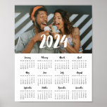 Modern font 2024 family photo calendar poster<br><div class="desc">An elegant photo calendar poster to customize with a family picture,  a perfect way to start the year 2024.</div>