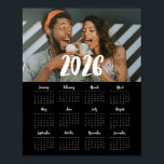 Modern font 2026 family photo Black calendar Poster<br><div class="desc">An elegant photo calendar poster to customize with a family picture,  a perfect way to start the year 2026.</div>