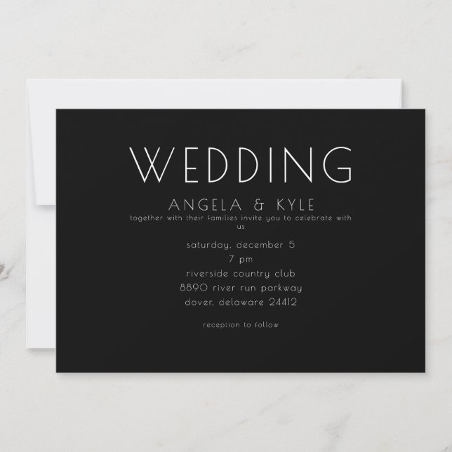 Modern Font Black Horizontal Wedding Invitation (Front)