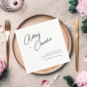 Modern Font Black & White Wedding Couples Names Napkins