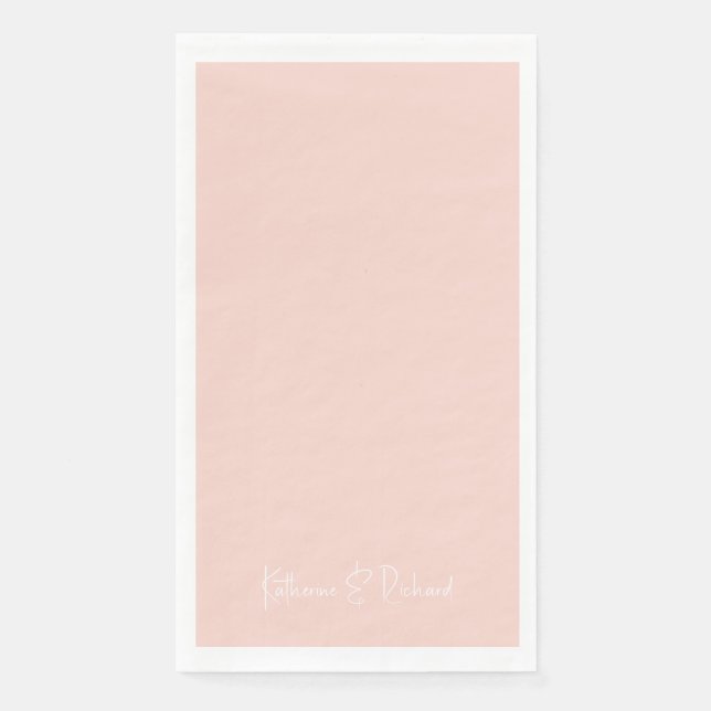 Modern Font Blush & White Name Paper Guest Towels (Front)