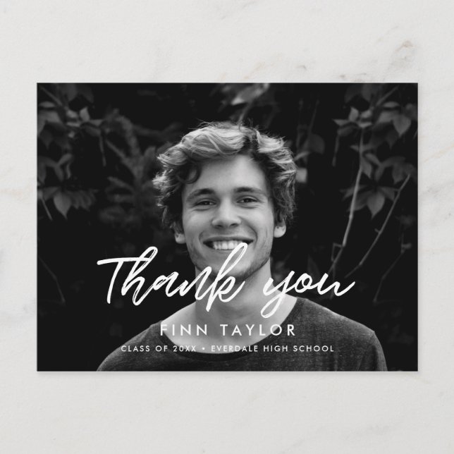 Modern font graduation Thank you photo Postcard (Front)