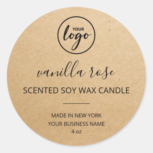 Modern Font Kraft Paper Candle Logo Labels