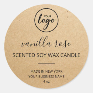 Modern Font Kraft Paper Candle Logo Labels