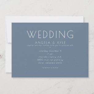 Modern Font Periwinkle Horizontal Wedding Invitation
