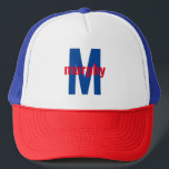 Modern Font Personalize Red, White & Blue Trucker Hat<br><div class="desc">Red,  White & blue Personalize Name Trucker Hat.</div>