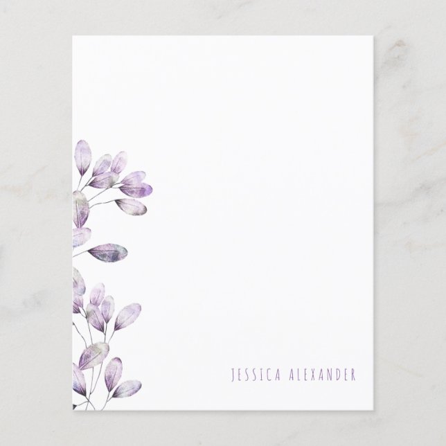 Modern Font Plum Foliage Personalized Stationery (Front)