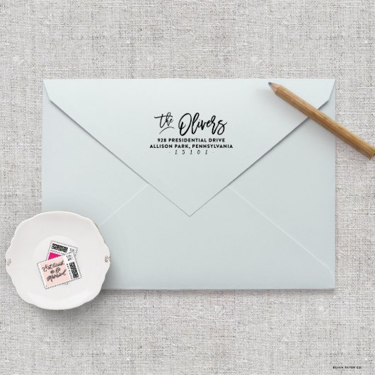 Modern Font Script Family Return Address Stamp (Stamp View)