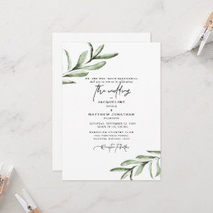 Modern Font Simple Foliage Wedding Invitation
