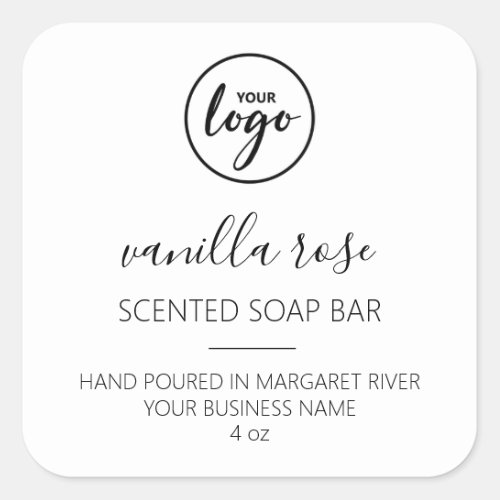 Modern Font White Scented Soap Bar Logo Labels