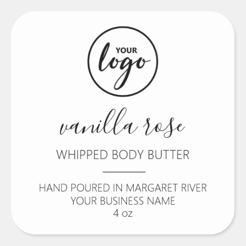 Modern Font White Whipped Body Butter Logo Labels