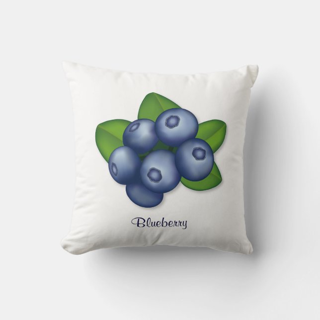 Modern Food Art Blueberry Home Decor Throw Pillow (Front)