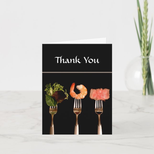 Modern Food on Fork Dinner Party Thank You Card (Front)