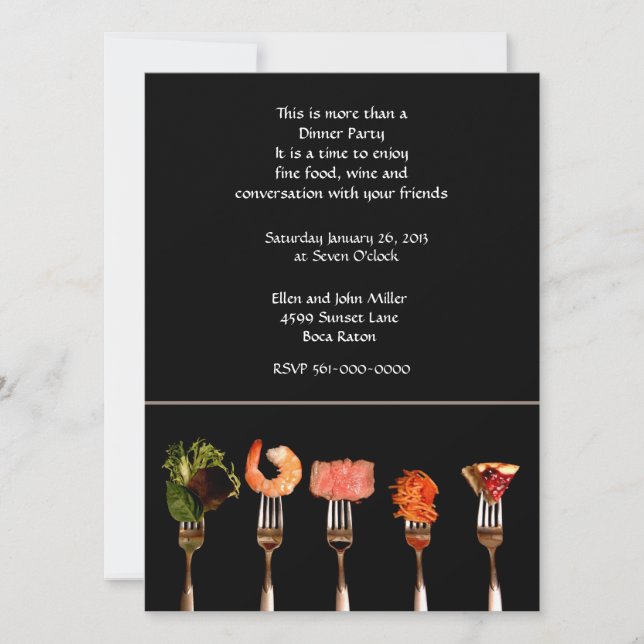 Modern Food on Forks Dinner Party Invitation (Front)