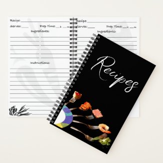 Modern Food on Forks Recipe Spiral Notebook