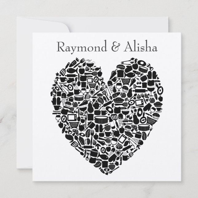 Modern Foodies Silver Custom Wedding Invitation (Front)