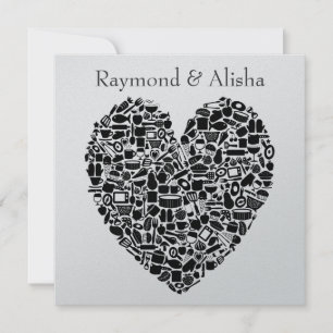 Modern Foodies Silver Custom Wedding Invitation