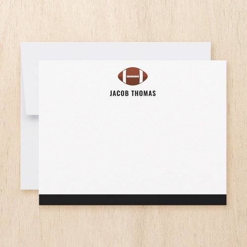 Modern Football Personalized Flat Note Card