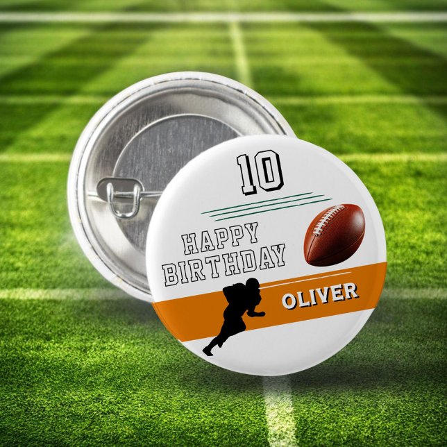 Modern Football Player Silhouette Happy Birthday Button (Creator Uploaded)