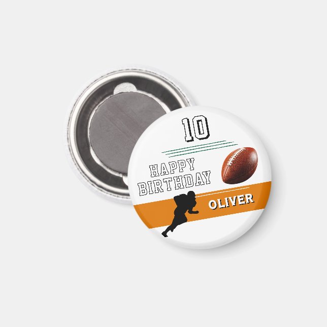 Modern Football Player Silhouette Happy Birthday Magnet (Front/Back)