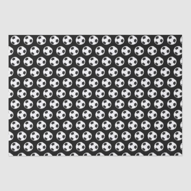 Modern Football Soccer Boy Birthday Kids Black Tissue Paper (Front)