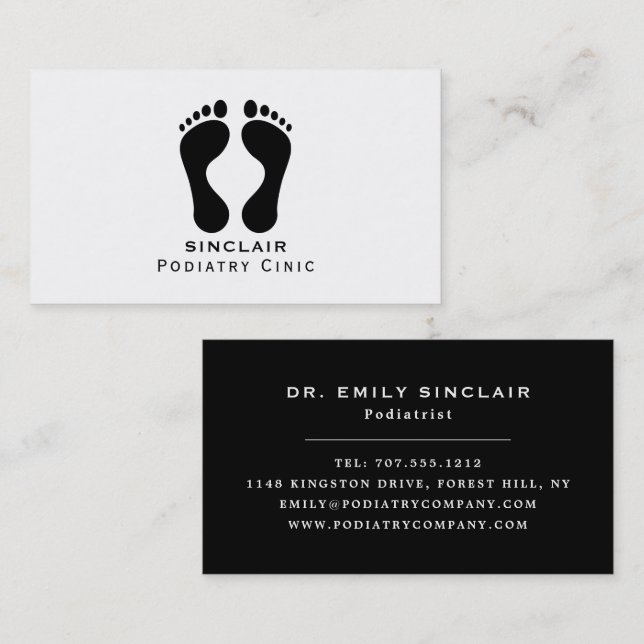 Modern Footprints, Podiatry Clinic, Podiatrist Business Card (Front/Back)